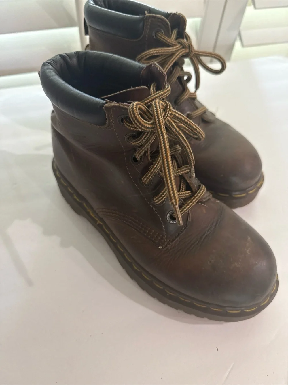 Dr Doc Martens Size 8 US Crazy Horse Lug Sole Boots Brown Leather England